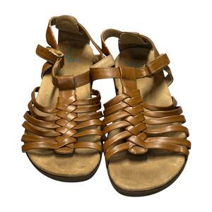 Yuu Fatima Women's US 7.5M Strappy Shoes Brown Leather Open Toe Casual Sandal